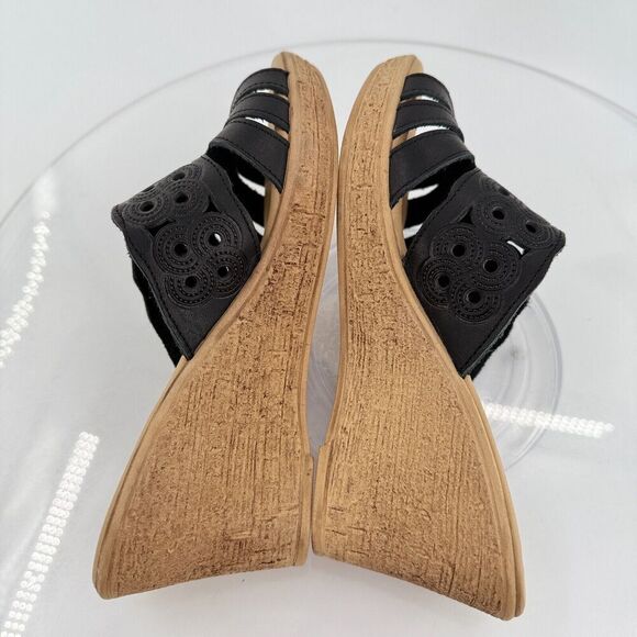 Spring Step Womens Topaz Sandal Women's Size 39 8 Black Leather Lasercut Slide - Picture 10 of 13